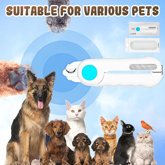 Pets Nail Clippers with Light, Cat Dog Nail Clippers with Built-in Nail File, Sharp Blades, Portable Cat Nail Clipper, Cats Claw Trimmer, Adjustable Claw Clippe for Cats (Style C)