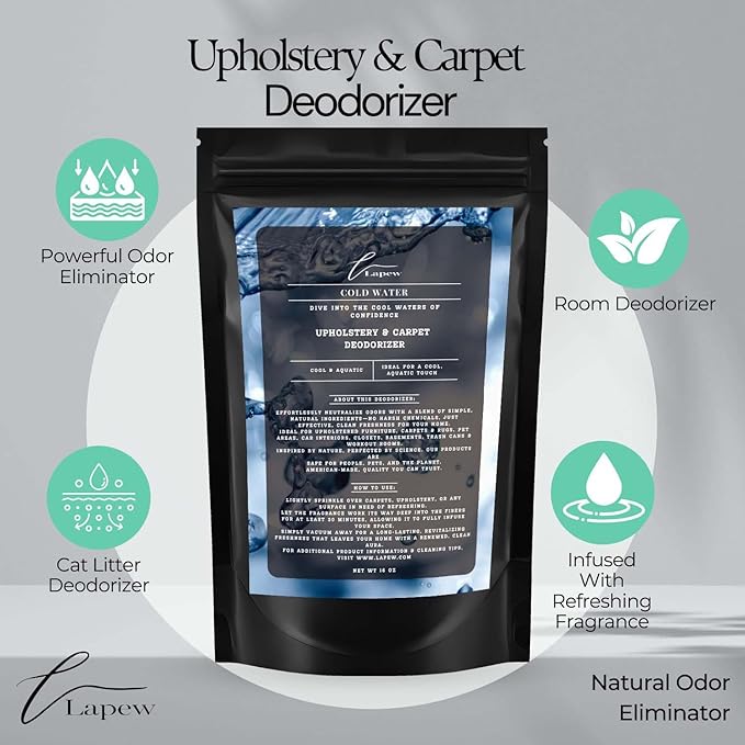 Cold Water Carpet Freshener Powder 16 oz | Powerful Odor Eliminator for Home | Upholstery Deodorizer | Carpet Deodorizer | Pet Urine | Cat Litter Box | Cold Water Fragrance.