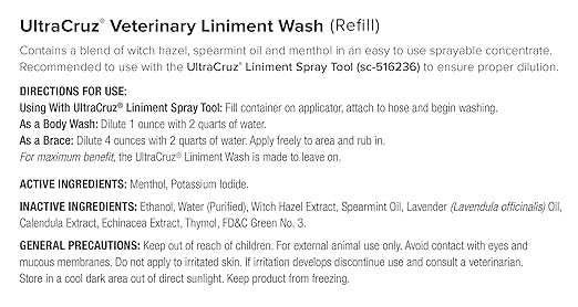 UltraCruz® Veterinary Liniment Wash for Horses, 1 gal Refill