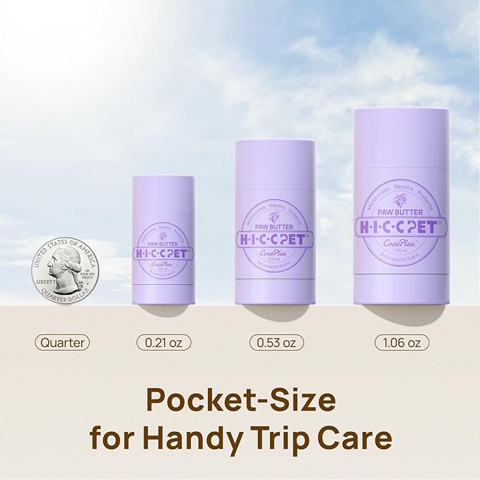 HICC PET Dog Paw Balm 0.21 oz for Dogs & Cats, Soothing Paw Balm Dogs Lick Safe, Moisturizing and Healing Dry Cracked Paws Cat Paw Balm, All-Natural Paw Wax for Dogs, Improves Rough Paws Relieves Odor