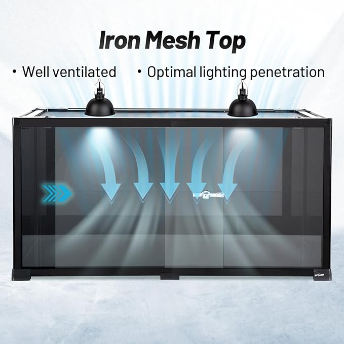 REPTI ZOO 50 Gallon Reptile Tank, 36" X 18" X 18" Reptile Terrarium, Black-Tinted ECO Glass Enclosure with Sliding Door & Mesh Top, Secure & Low-Stress Habitat for Bearded Dragon, Gecko, Snake, Lizard