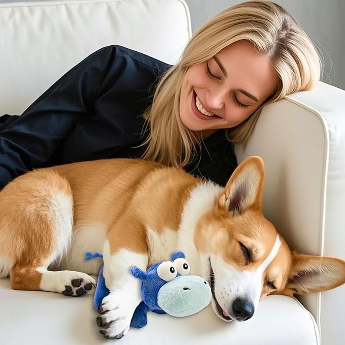 Squeaky Dog Toy Cute Plush Dog Toys Safe Puppy Teething Chewing for Small, Medium, and Large Breed Stuffed Hours of Fun 𝐂𝐮𝐝𝐝𝐥𝐞 𝐁𝐮𝐝𝐝𝐲 𝐟𝐨𝐫 pups-Hippo