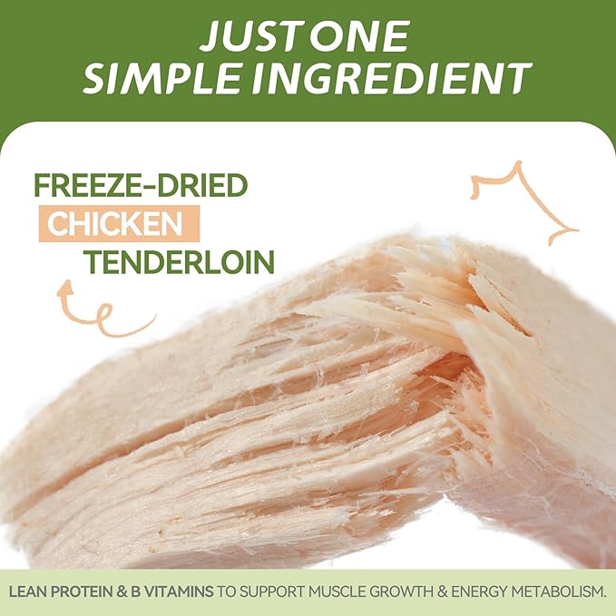 OPET Freeze Dried Chicken Cat Treats, Single Ingredient Grain Free High Protein Pet Food for Cats and Dogs, Healthy Training Snacks, Freeze Dried Cat Food (Chicken Breast, 1.48 Ounce)