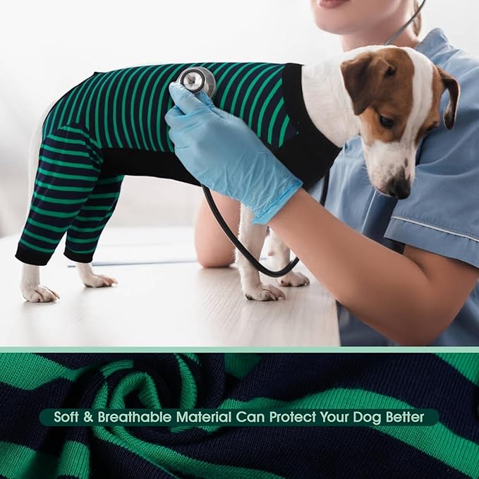 Kuoser Dog Recovery Suit for Back Legs,Soft Dog Surgery Suit with Sleeves to Stop Licking,Dogs Recovery Sleeve Elbow Protector Pet Surgical Onesie for Abdominal Wounds Dogs Cone Alternative,Green M