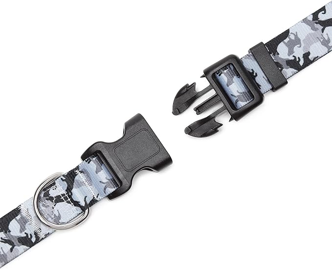 Mercano Adjustable Dog Collar - Special Design Patterns, Soft Nylon Comfortable Durable Pet Collar for Small Medium Large Dogs (XS, Dog Camouflage Grey)