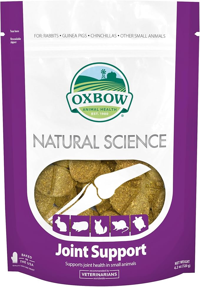 Oxbow Animal Health Natural Science Joint Support, Anti Inflammatory Supplement for Rabbit & Guinea Pig, Oxbow Timothy Hay, Made with Glucosamine, Turmeric, & Yucca, Made in USA, 4.2 oz Bag