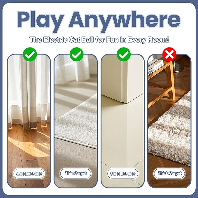 2Pcs Self-Moving Electric Cat Toy Ball with LED - Automatic Interactive Cat Toys for Indoor Cats, Smart Strawberry Design Stimulates Hunting Instincts, Boredom Relief & Exercise for Solo Play