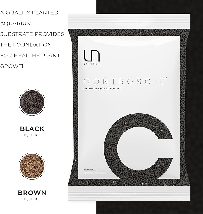 Ultum Nature Systems Controsoil - Freshwater Aqua Soil Substrate for Fish, Shrimp, Live Plant Propagation and Aquascaping - 6.8pH Low Ammonia, Volcanic Ash - Black, Extra Fine (10 Liter | 20LB)