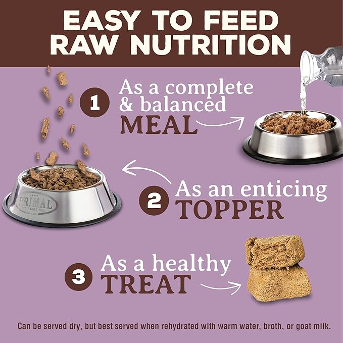 Primal Freeze Dried Raw Cat Food Nuggets Turkey, Complete & Balanced Meal or Topper, Premium, Healthy, Grain Free, High Protein Raw Cat Food with Probiotics (14 oz)