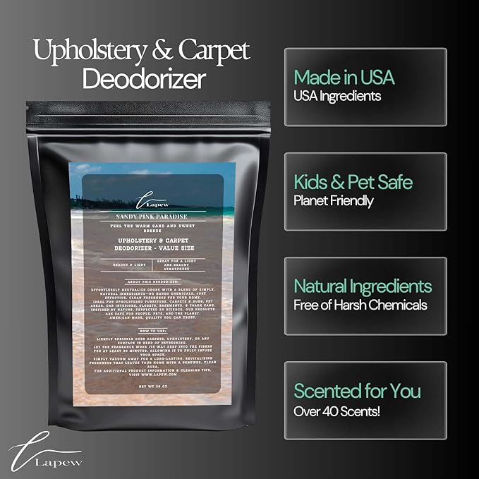 Sandy Pink Paradise Carpet Freshener Powder Refill 36 oz | Powerful Odor Eliminator for Home | Upholstery Deodorizer | Carpet Deodorizer | Pet Urine | Cat Litter Box | Pink Sands Fragrance