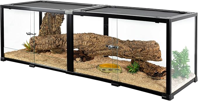 REPTIZOO 84 Gallon Large Reptile Terrarium Extra-Long 60" x 18" x 18" Spliceable Glass Reptile Tank, Double Top Cover Enclosure Habitats