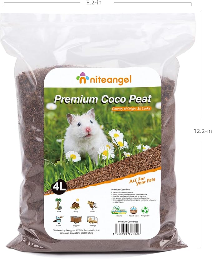 Niteangel Natural Coco/Cork Hamster Bedding Pet Litter for Dwarf Syrian Hamsters, Gerbils, mices, Degus or Other Small Animal