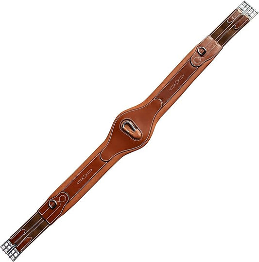 Exion Designer Anatomic Snap Over Lay Girth | Comfortable Leather Horse Girth for English Saddles | Jumping & Riding