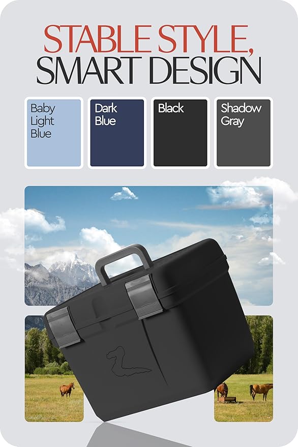 HORZE Smart Grooming Box for Horses, Dogs, Cats with Removable Tray | Non-Slip, Crack Resistant | 16" x 12" x 12" - Shadow Grey - One Size