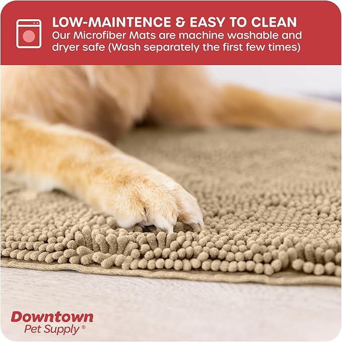My Doggy Place Microfiber Dog Mat for Muddy Paws, 31" x 20" Oatmeal - Absorbent and Quick-Drying Dog Paw Cleaning Mat, Washer and Dryer Safe - Non-Slip Rubber Backed Dog Floor Mat, Medium