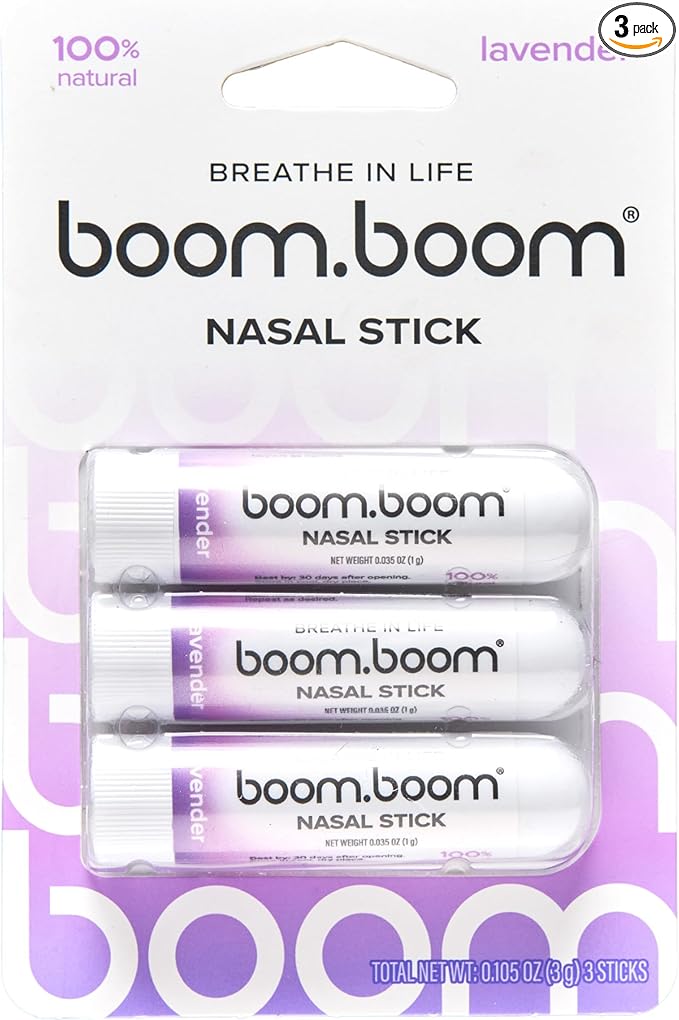 BoomBoom Nasal Stick | Vapor Flow Technology | Cool Refreshing Sensation | Natural Mood Boost | Simple Ingredients | Essential Oils + Menthol Inhaler (Lavender)