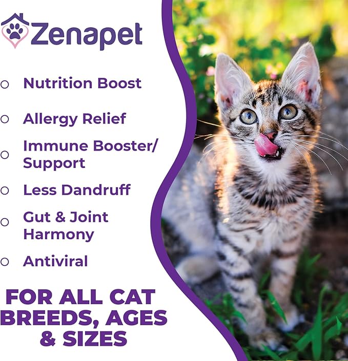 Zenapet Cat Colostrum Plus Superfood Supplement, 240 Day Supply Bovine Colostrum Powder, Cat Probiotic for Immune Support, Digestive Health, Allergy Relief, Joint Support, and Skin/Coat Health