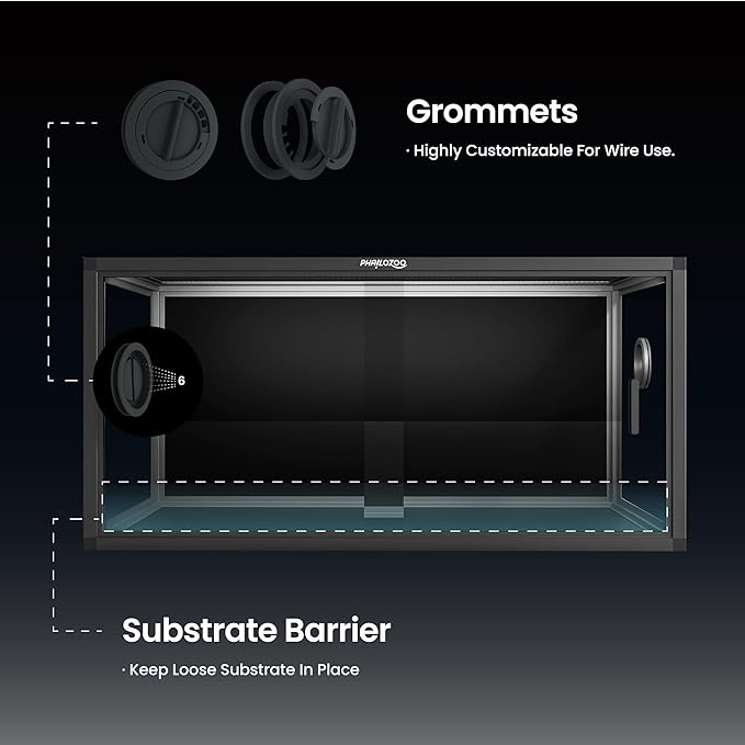 50 Gallon Bearded Dragon Tank, Reptile Enclosure for Easy Maintenance, Front Opening Reptile Tank with Top Screen Ventilation & Glass Sliding Door 36''x18''x18''