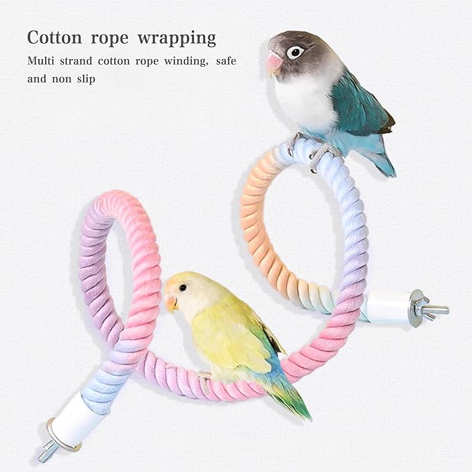 3pcs Gradient Colorful Bird Rope Perch Stand,Bird Cage Climbing Rope Toys Accessories,Bendable Climbing,Parakeet Lovebirds Cockatiels Budgies Play (15.7'',23.6'',39.3''B)