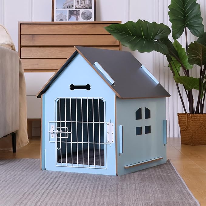 Dog House Indoor for Small Dogs or Cats, Cozy Wooden Design, Small Indoor Bed House, with Air Vents and Elevated Floor Warm Dog Cave