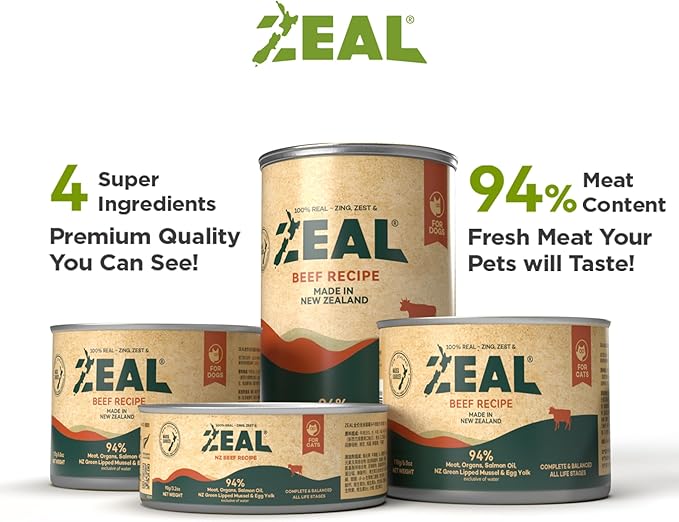ZEAL New Zealand Canned Wet Dog Food – High Protein, Pure Nutrition, Grain-Free with Superfoods (Chicken, 6oz Can, 12-Pack Tray)