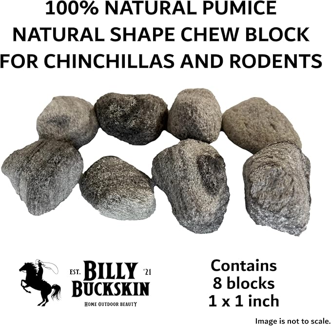 Chew Toys for Chinchilla, Lava Block Toys for Small Pet Animals like Rat, Mice, Bunny, Hamster, Degus, Gerbils, Pumice Blocks, Guinea Pig Toy, Rabbit Chew Toy by Billy Buckskin - Pack of 8