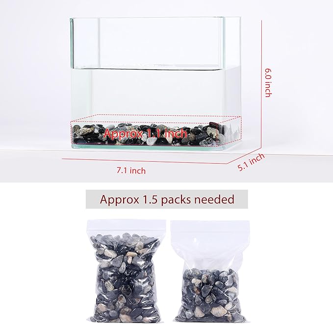 Black Tourmaline Crystal Chips Tumbled Stone 1 lb 600+Pcs Polished Crystal Aquarium Gravel Rocks for Fish Tank, Gardening,Flower Pots,Vase Fillers,Indoor Water Fountains,Landscaping