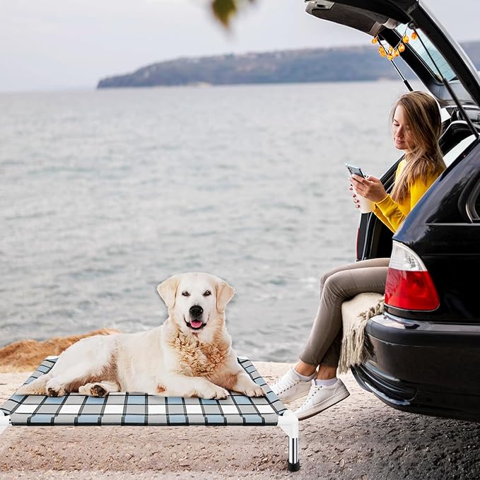 Elevated Outdoor Raised Dog Bed Outdoor Dogs Bed Lifted Pet Bed Dog Cot for Medium Pet Taste Life, Start with A Pet Bed 34'' x 26'' x 6.5''