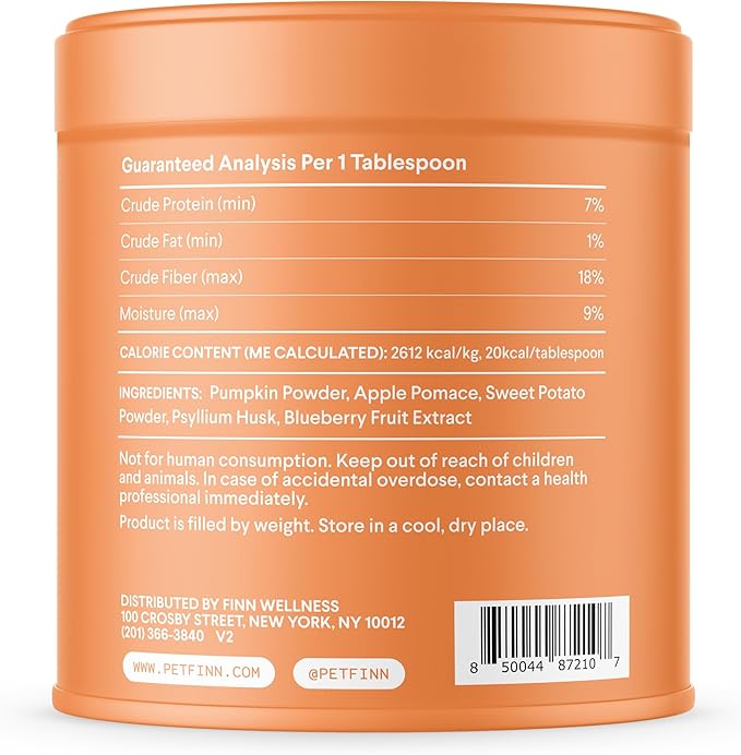 Finn Pumpkin Plus: Daily Digestive Support & Fiber-Rich Topper for Dogs | Promotes Regularity & Gut Health with Superfoods