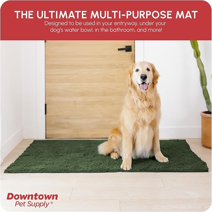 My Doggy Place Microfiber Dog Mat for Muddy Paws, 60" x 36" Chive - Non-Slip, Absorbent and Quick-Drying Dog Paw Cleaning Mat, Washer and Dryer Safe - X-Large/Runner