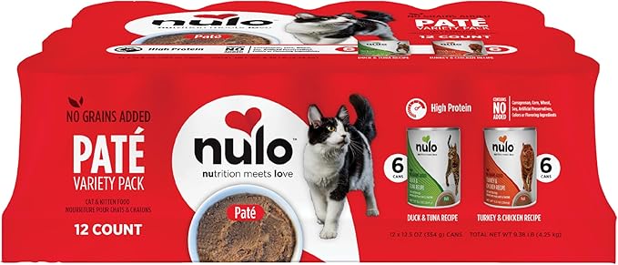 Nulo Variety Flavors Pate Wet Canned Cat Food, 12.5 Ounce (Pack of 12)