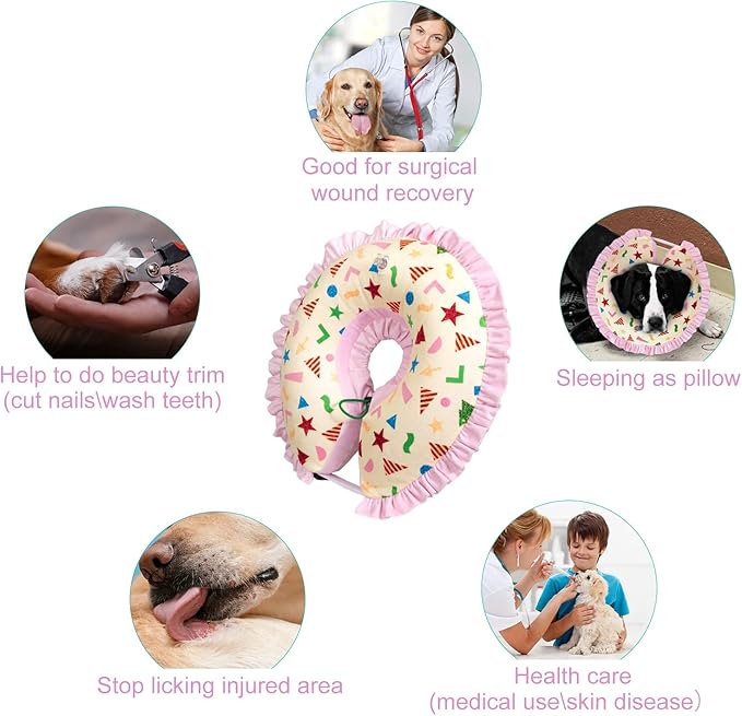 CuteBone Inflatable Dog Donut Collar Alternative for Large Dogs After Surgery-Double Adjustable Neck Range P23SO00104L