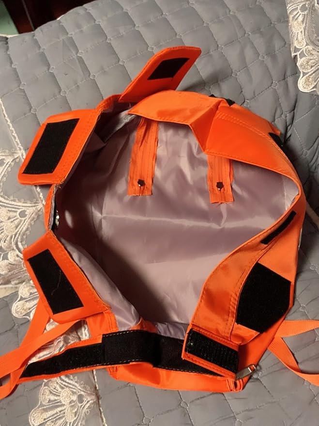 HDKUW Cat Grooming Bag,Foldable Travel Carrier for Cats,Anti-Bite Anti-Scratch Cat Grooming Restraint Bag,Pet Carrier for Administering Eye Drops,Ear Cleaner,Clipping Nails Orange M