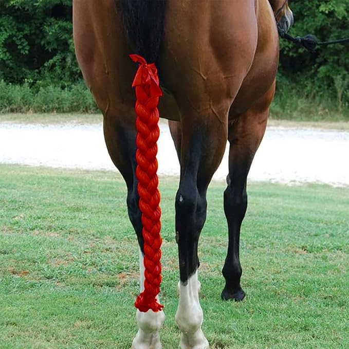 Horse Ponytail, 3 Tube Horse Tail Bag Solids for Horses (Red)