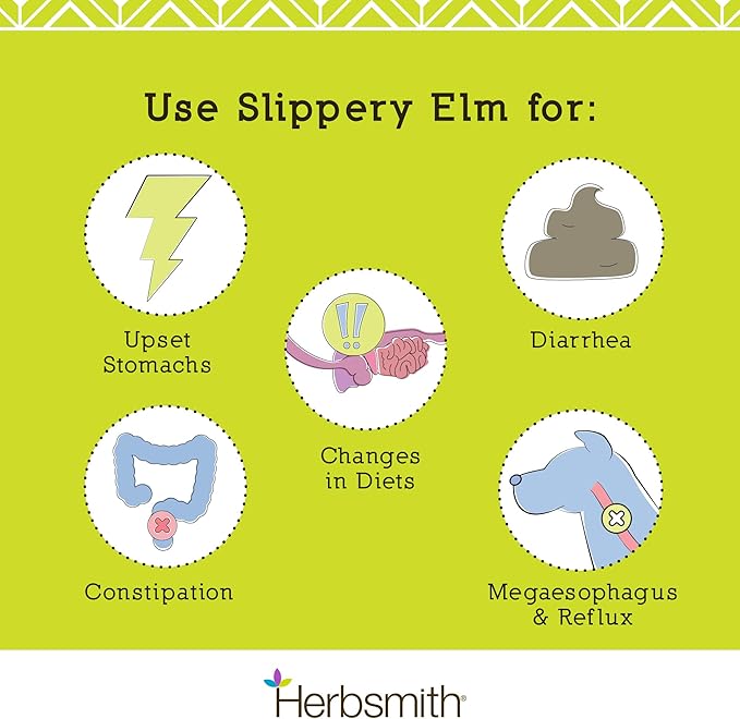 Herbsmith Organic Slippery Elm - Digestive Aid for Dogs and Cats - Constipation and Diarrhea Relief for Dogs and Cats - Megaesophagus Dog Aid- 75g