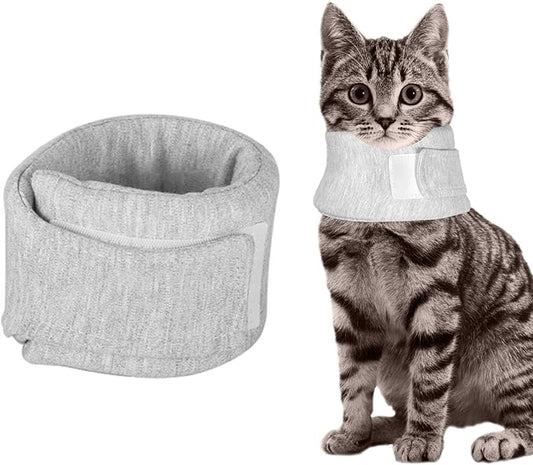 Cat Neck Brace, Breathable & Adjustable Cone Collar After Surgery Recovery Anti-Scratch Anti-Lick Protection, Cat Cone Collar for Small Medium Dogs Puppies Kittens (Grey, M)