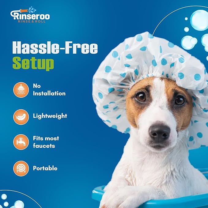 Rinseroo: Slip-On Tub Hose – As Seen on Shark Tank – 5ft Flex Bathtub Faucet Sprayer – Easy Rinse for Pets, Hair & Cleaning – No Installation Needed – Fits Faucets Up to 3” Wide – Mess-Free & Portable