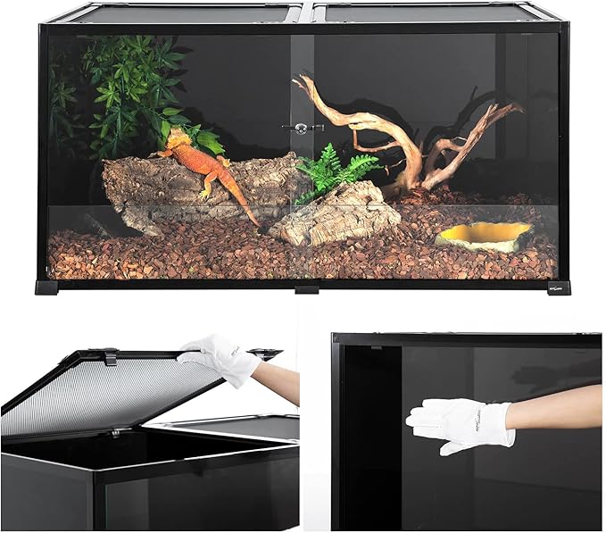 REPTIZOO Large 120 Gallon Reptile Terrarium, Reptile Tank 48" x 24" x 24" Black-Tinted Eco-Terrarium