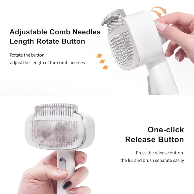 Deshedding Brush with Metal Comb for Detangling and Dematting Long, Flea Comb Cat Combs with Long & Short Stainless Steel Teeth, Matted Fur on Cats and Dogs (3 Pack)