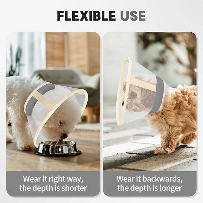 Soft Dog Cone Collar to Stop Licking-Adjustable Comfortable Mesh Recovery Collar After Surgery for Small or Miniature Dogs, Alternative to Plastic Elizabethan Collars for Neuter Incision Care (Grey,M)