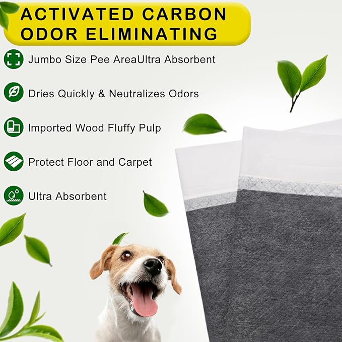 ELEGX Extra Large 54"x37" 25 Pcs Odor-Control Super Absorbency Charcoal Pee Pads for Dogs,Leak-Proof Pet Training Pee Pads,Thicken Disposable Potty Pads Puppy Training Pads for Cats Rabbits