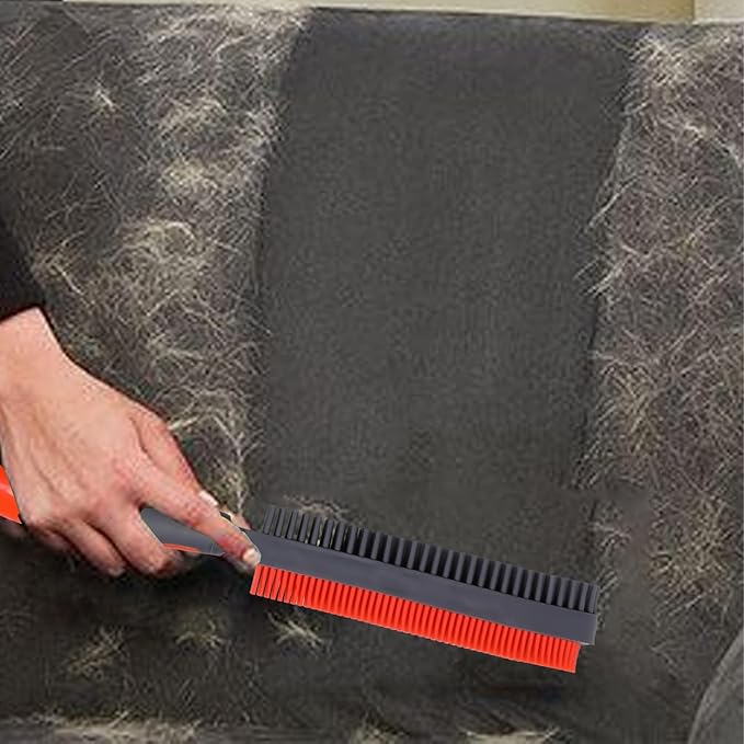 Rubber Pet Hair Removal Brush for Couch Clothes Dog Cat Pet Hair Carpet, Also Used as Dog Cat Bath Brush with Massage Effect (orange)