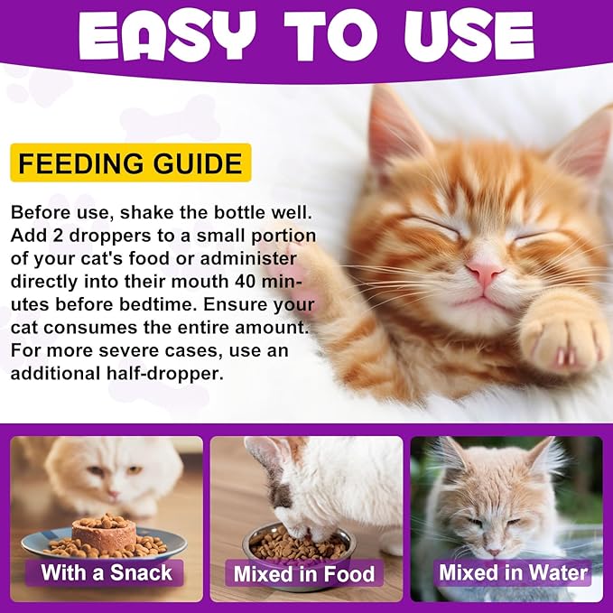 Cat Melatonin - Melatonin for Cats - Cat Calming Treats- Cat Sedative for Grooming - Helps to Support Restful Sleep for Your Cat - Cat Sleep Aid - Anxiety Relief for Cats