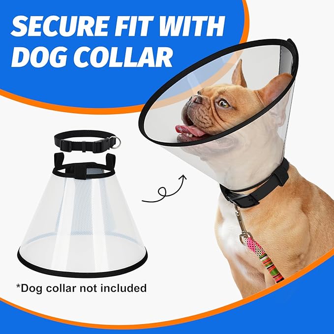 Supet Dog Cone Collar Adjustable After Surgery, Comfortable Pet Recovery Collar & Cone for Large Medium Small Dogs, Elizabethan Dog Neck Collar Plastic Practical