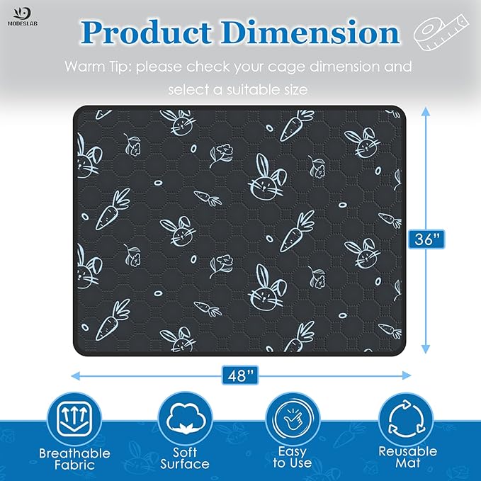 2-Pack Guinea Pig Cage Liner Washable, 36in x 48in Ultra-Absorbent Guinea Pig Bedding for Cage Non-Slip Leak-Proof Pee Pads for Dogs Rabbit Bunny Cat Litter Mat, Navy