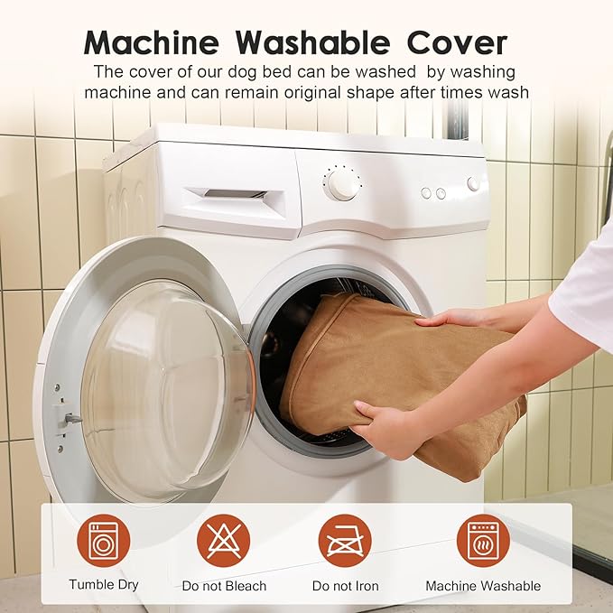 Chew Proof Dog Bed, 3" Memory Foam Dog Bed for Small and Medium Dogs, Removable and Washable Microsuede Cover, Waterproof Liner, Nonskid Bottom, 30x20 Inches S Khaki