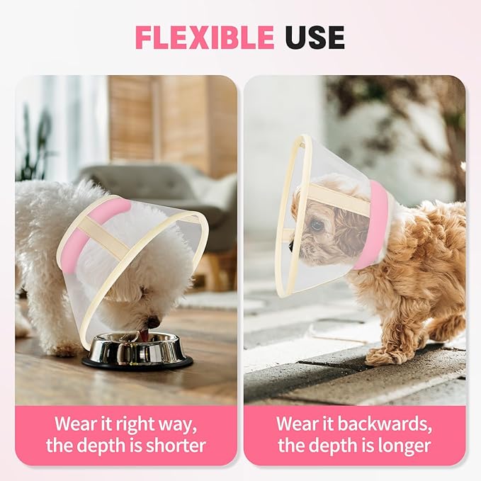 Soft Dog Cone Collar to Stop Licking-Adjustable Comfortable Mesh Recovery Collar After Surgery for Small or Miniature Dogs, Alternative to Plastic Elizabethan Collars for Neuter Incision Care (Pink,M)