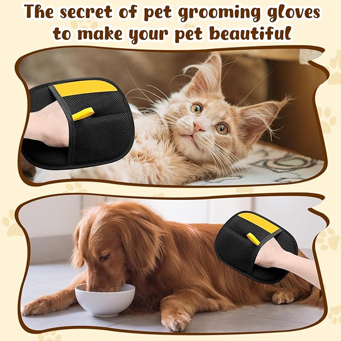 KLIFE 2Pcs Pet Hair Remover Glove for Cats & Dogs, Electrostatic Pet Hair Removal Gloves, Reusable Double Sided Pet Hair Remover for Couch, Furniture, Carpet, Car Seat
