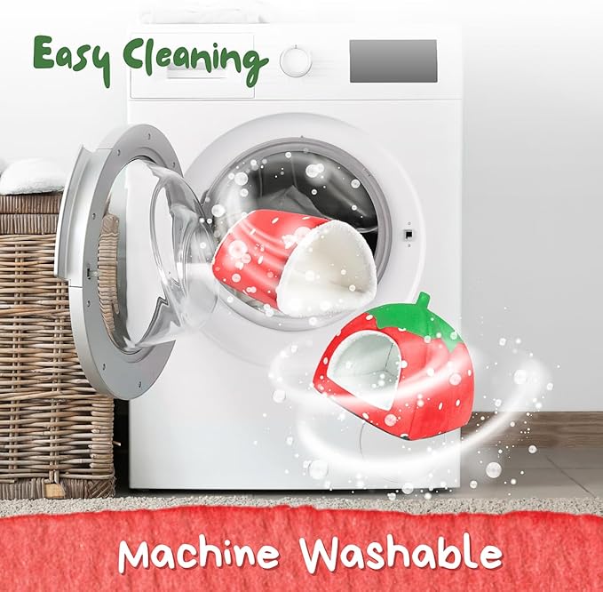 Guinea Pig Hideout with Tunnel, Washable Chinchilla House Bed, Fleece Hideaway, Enrichment Toys, and Cage Accessories for Ferret Hedgehog Small Animal