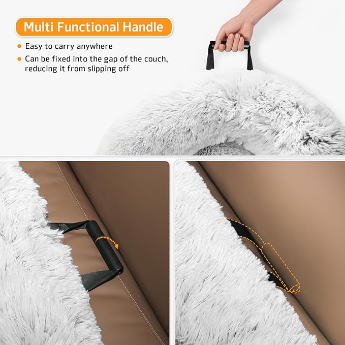 Calming Dog Bed Fluffy Plush Dog Mat for Furniture Protector with Removable Washable Cover for Large Medium Small Dogs and Cats (XS (31"x23.5"x5"), Light Grey)